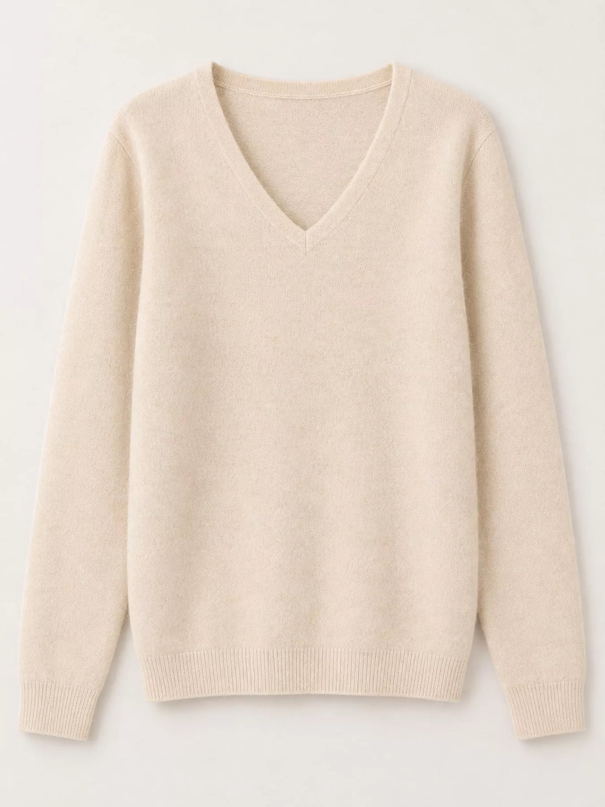 Elegant V-Neck Long Sleeve Soft Knit Top