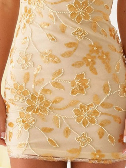 Floral Textured Strapless Mini Dress
