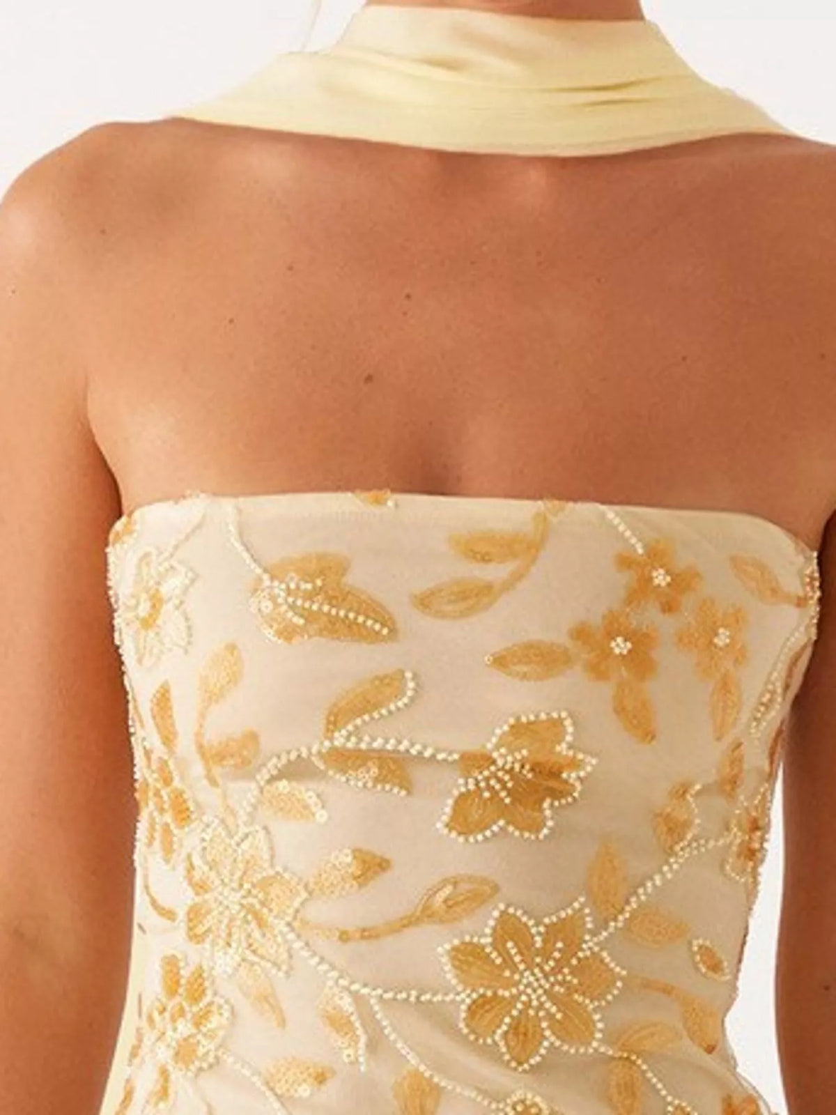 Floral Textured Strapless Mini Dress