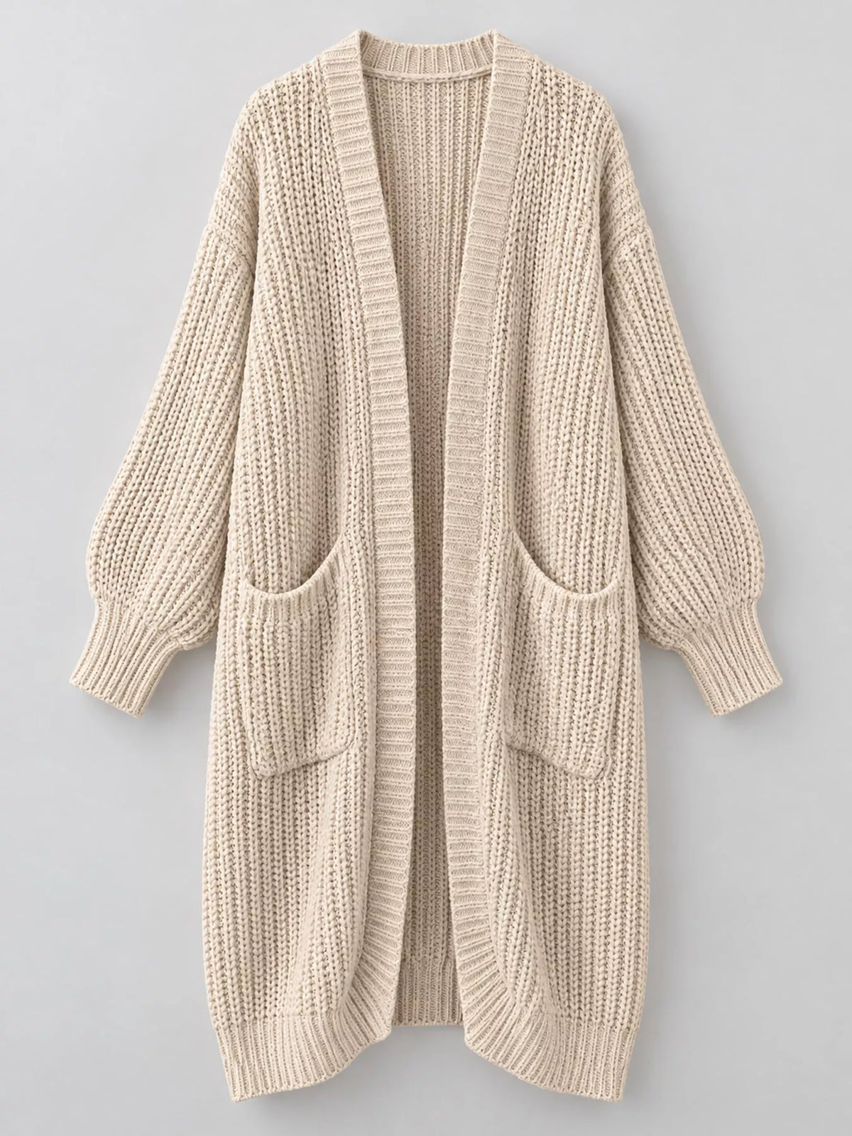 Full Size Chunky Knit Openwork Front Longline Cardigan Plus Size