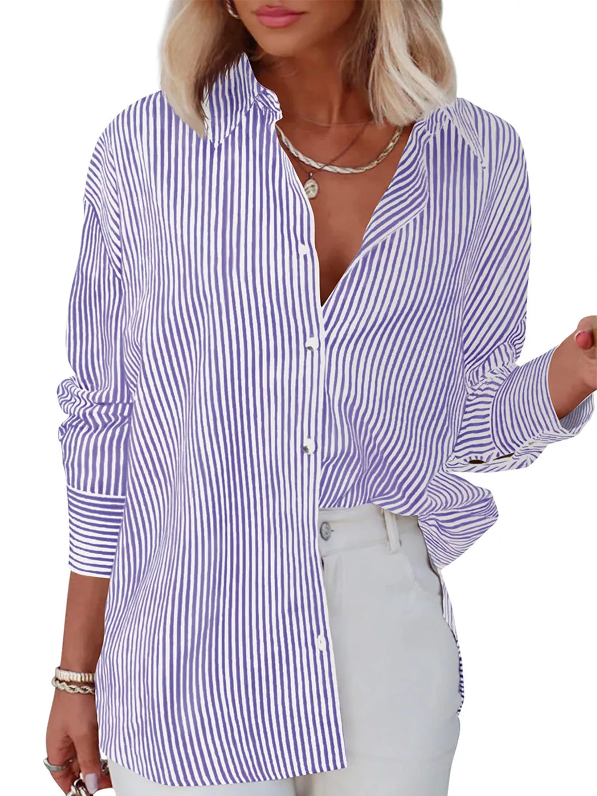 Casual Striped Button-Down Shirt