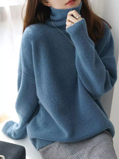 Turtleneck Dropped Shoulder Sweater