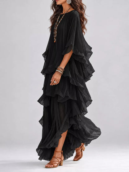 Ruffled Layered Bohemian Maxi Dress