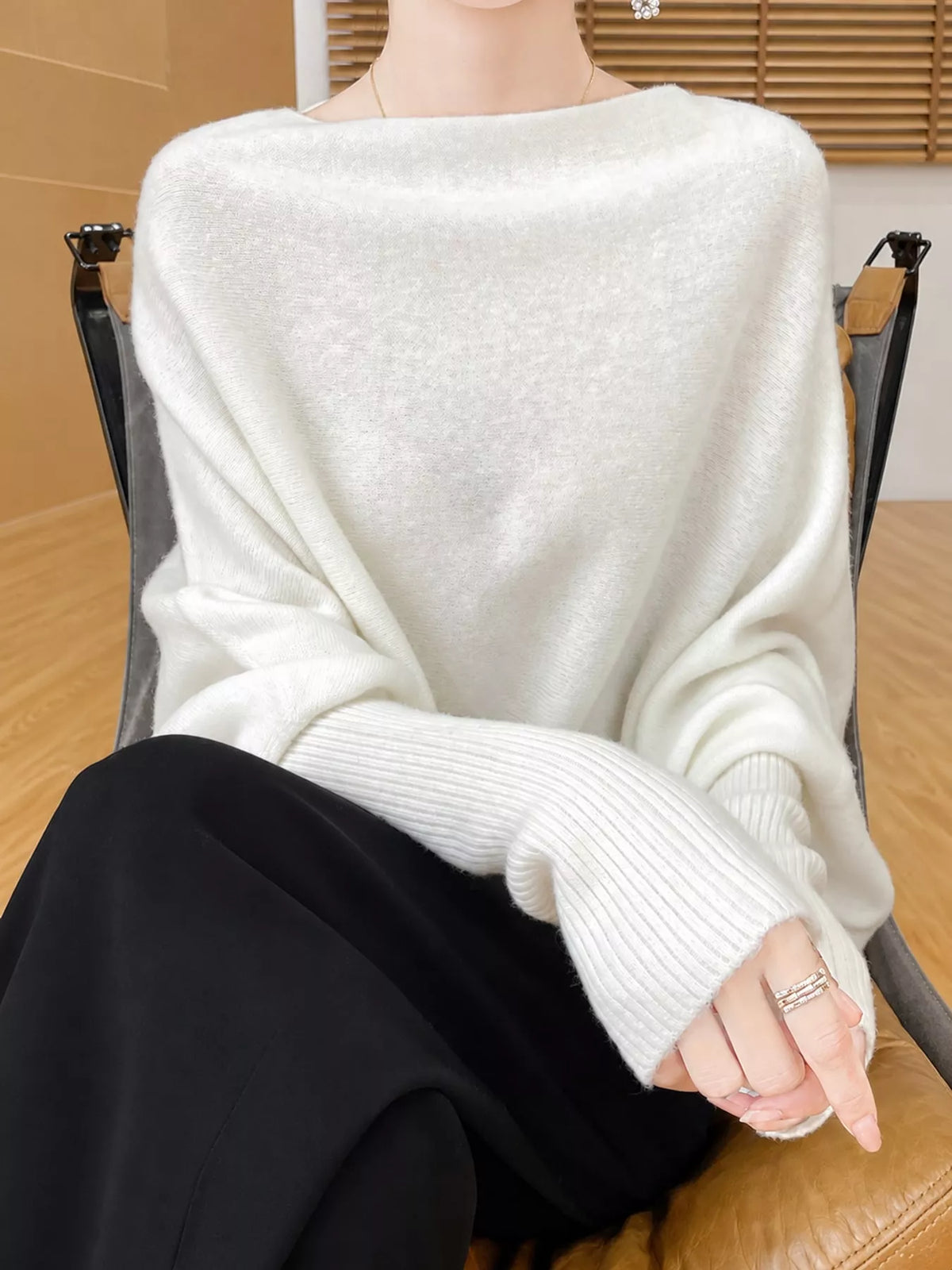 Asymmetrical Lantern Sleeve Sweater