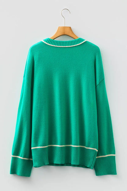 Contrast Detail Drop Shoulder Baggy Sweater