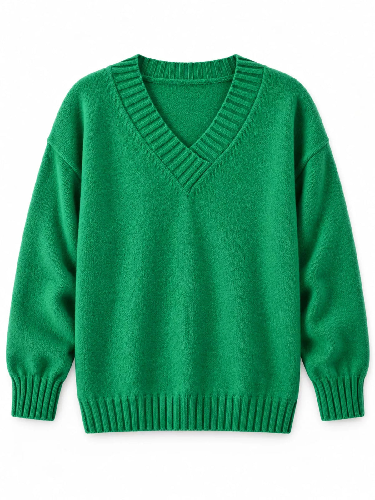 Full Size V-Neck Dropped Shoulder Sweater Plus Size