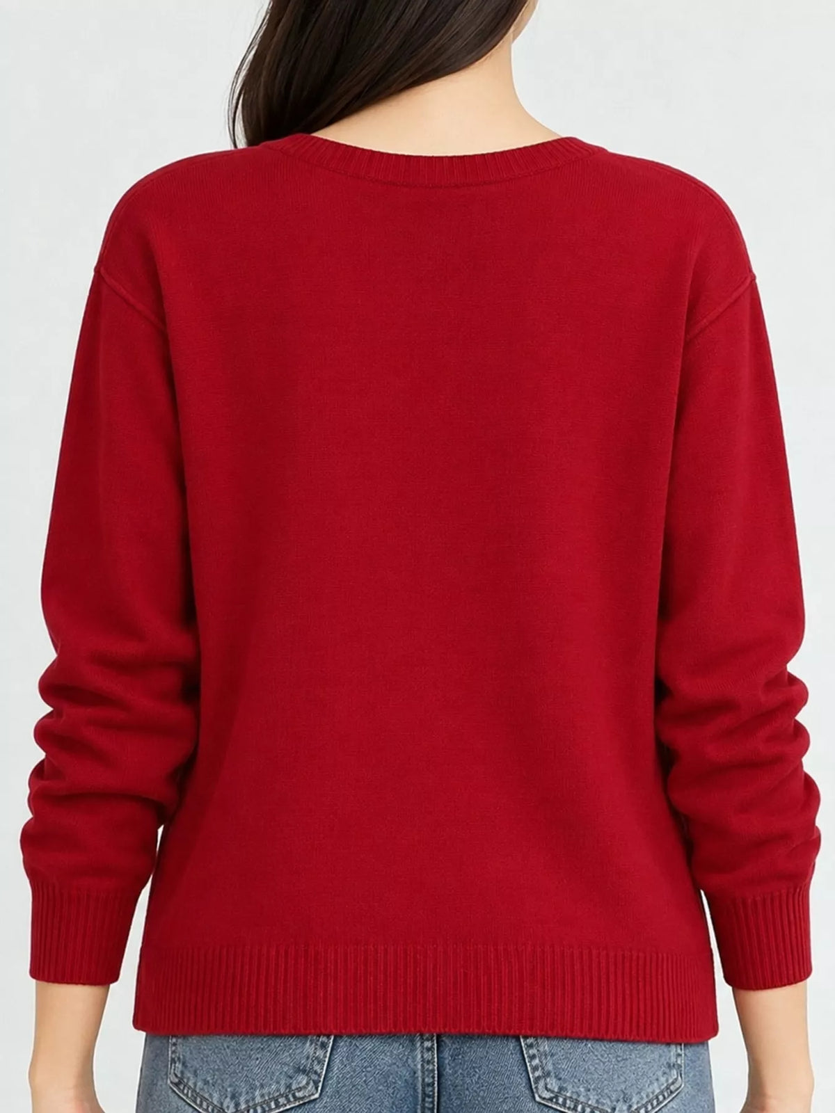 Plus Size Crew Neck Button-Down Knit Cardigan