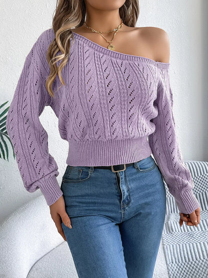 Openwork One Shoulder Sweater