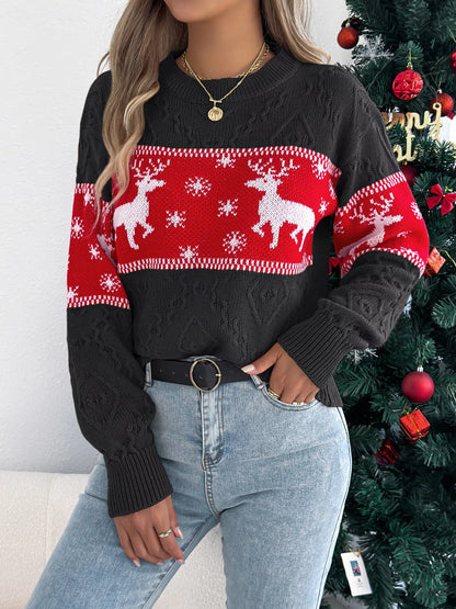Reindeer Pattern Christmas Sweater