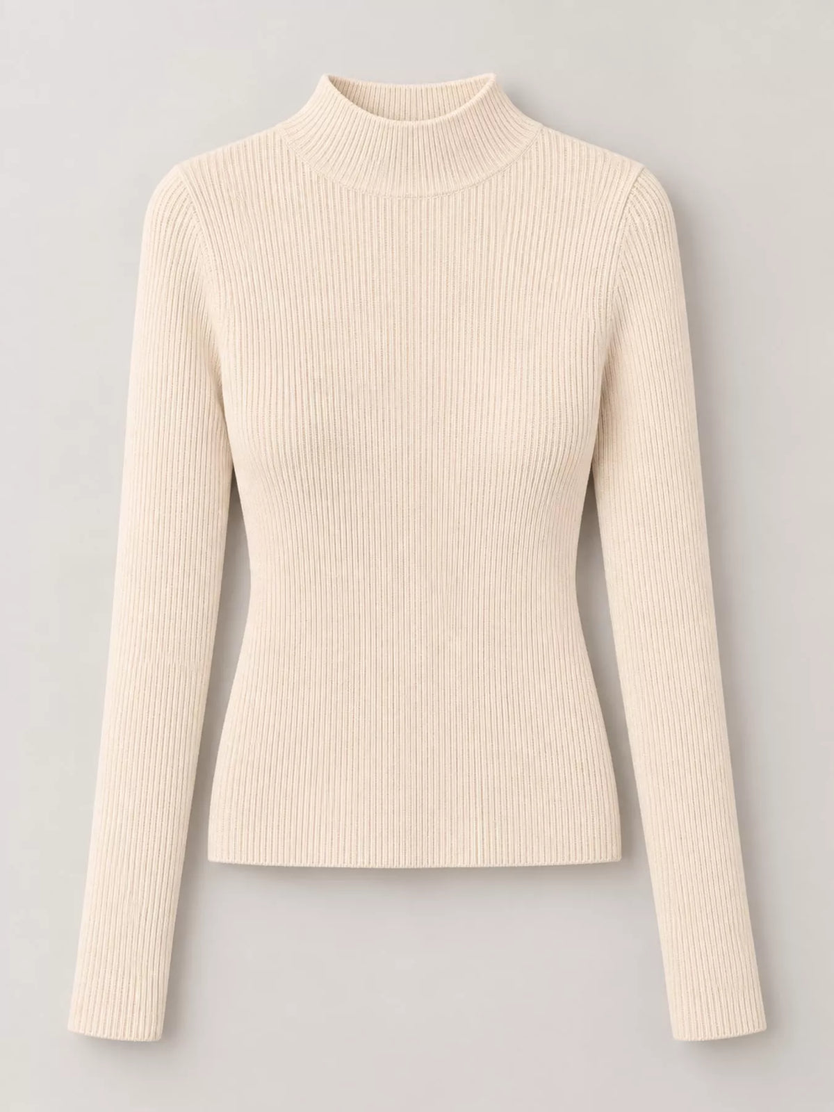 Elegant Slim-Fit Ribbed Mock Neck Knit Top