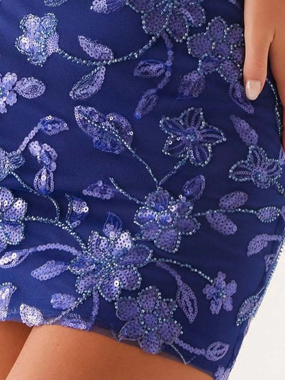 Floral Textured Strapless Mini Dress