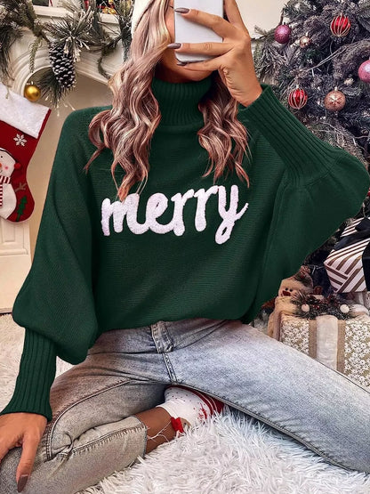 Christmas Letter Turtleneck Sweater