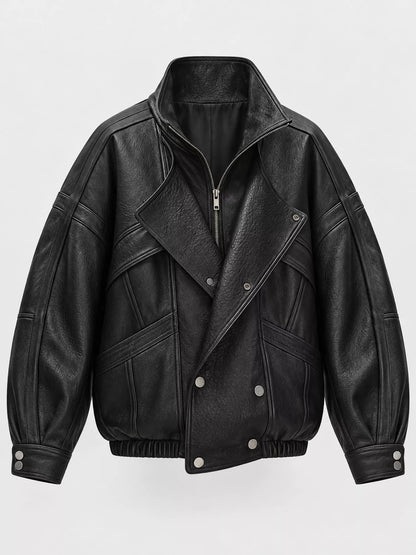 Snap Down Leather Jacket
