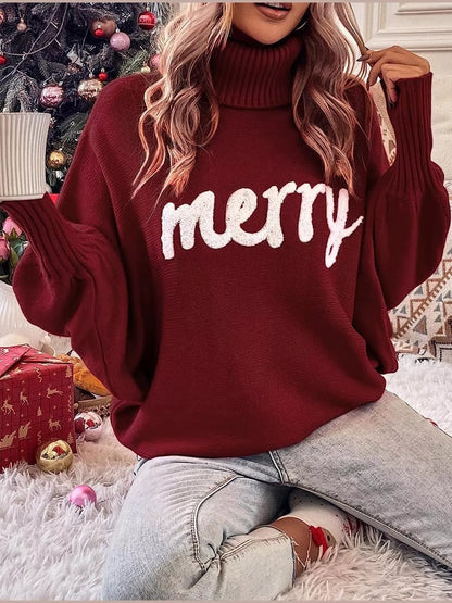 Christmas Letter Turtleneck Sweater