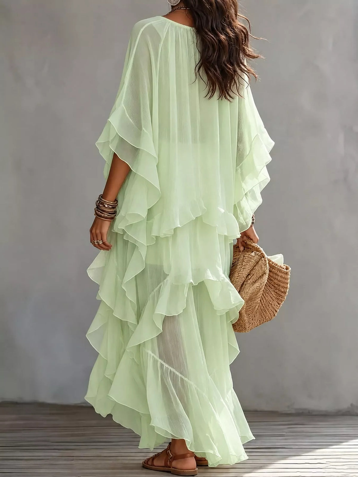 Ruffled Layered Bohemian Maxi Dress