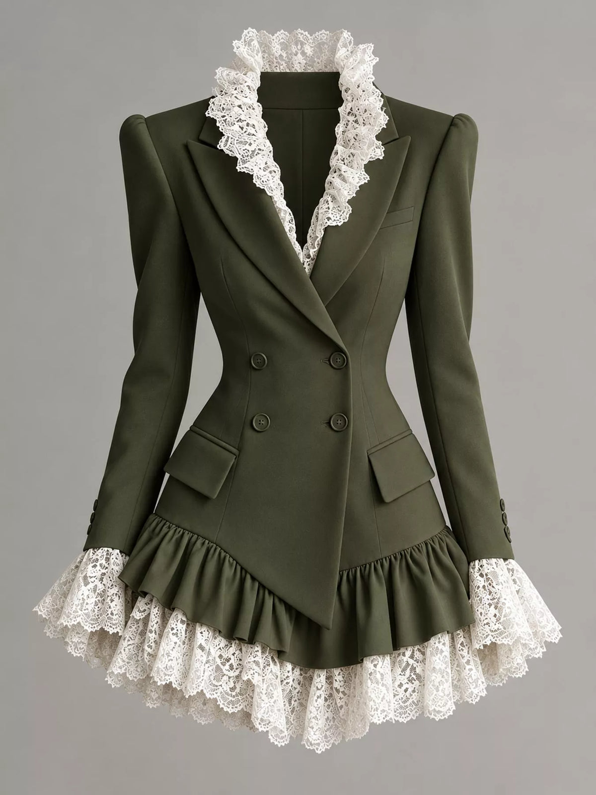 Lace Trim Blazer Dress