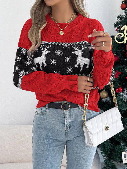 Reindeer Pattern Christmas Sweater