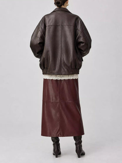 Snap Down Leather Jacket