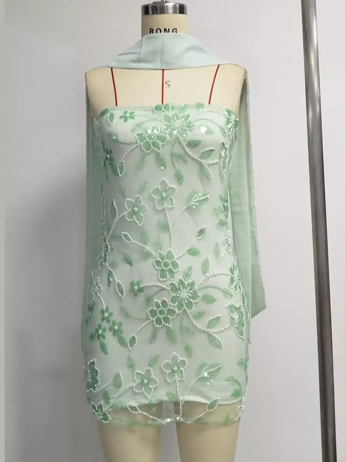 Floral Textured Strapless Mini Dress