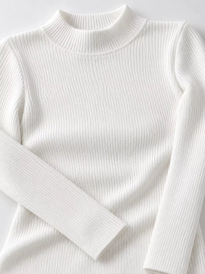 Elegant Slim-Fit Ribbed Mock Neck Knit Top
