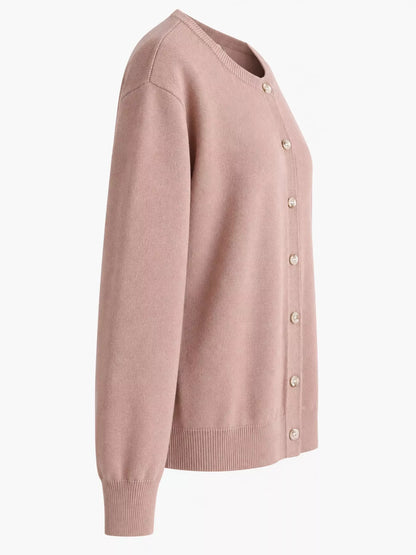 Plus Size Crew Neck Button-Down Knit Cardigan