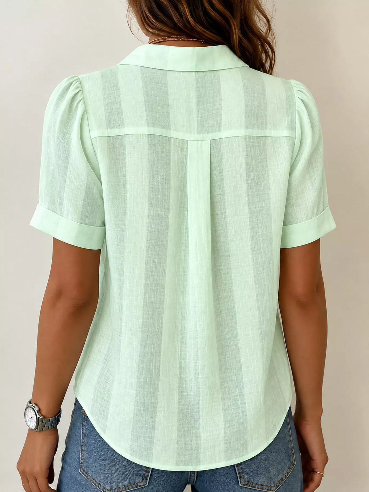 Full Size Button Up Short Sleeve Shirt Plus Size