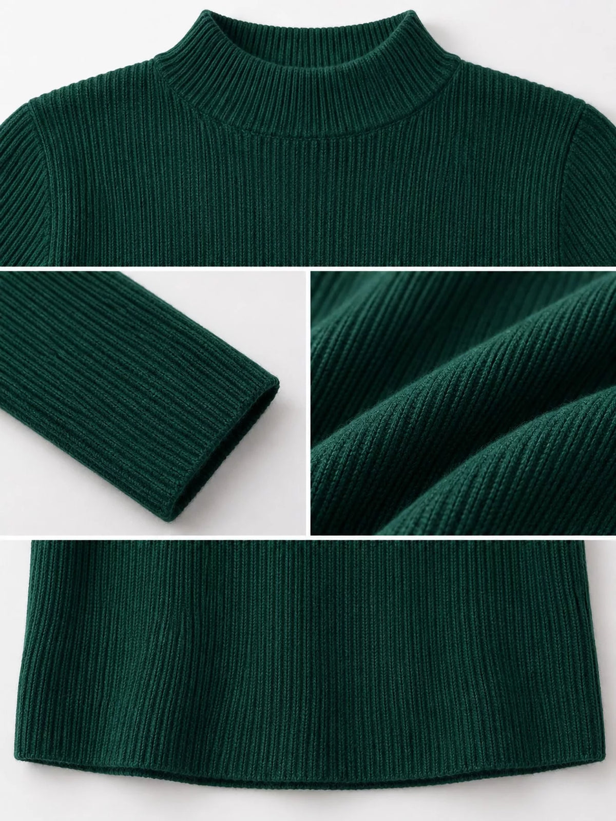Elegant Slim-Fit Ribbed Mock Neck Knit Top