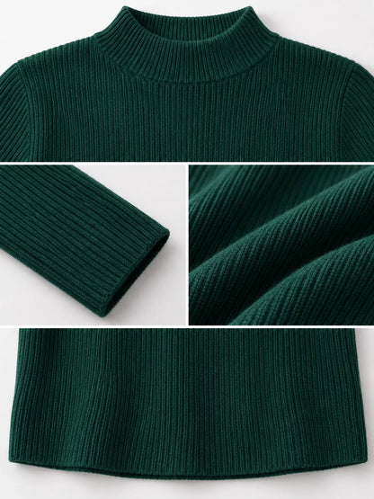 Elegant Slim-Fit Ribbed Mock Neck Knit Top