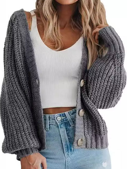 Full Size Chunky Knit Button-Down Cardigan Plus Size
