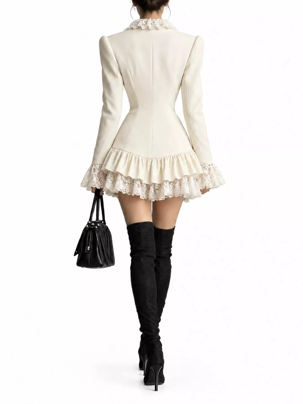 Lace Trim Blazer Dress