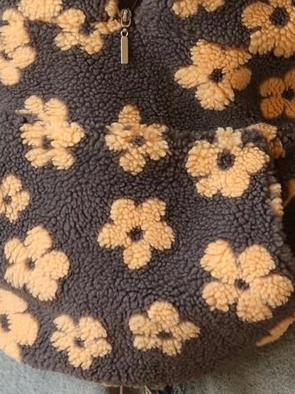 Floral Quarter-Zip Sherpa Sweatshirt
