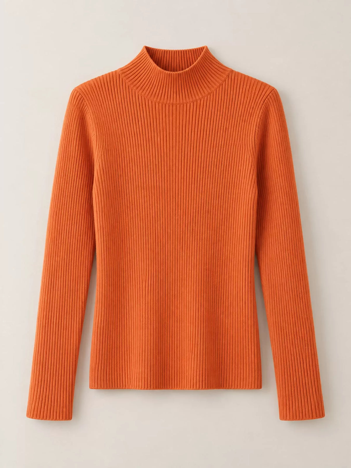 Elegant Slim-Fit Ribbed Mock Neck Knit Top