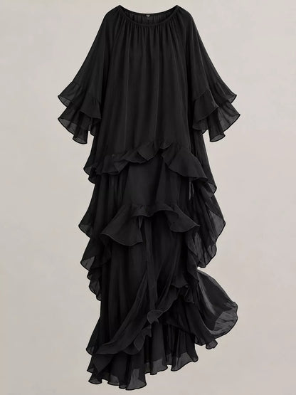 Ruffled Layered Bohemian Maxi Dress