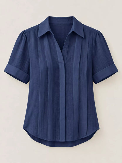 Full Size Button Up Short Sleeve Shirt Plus Size