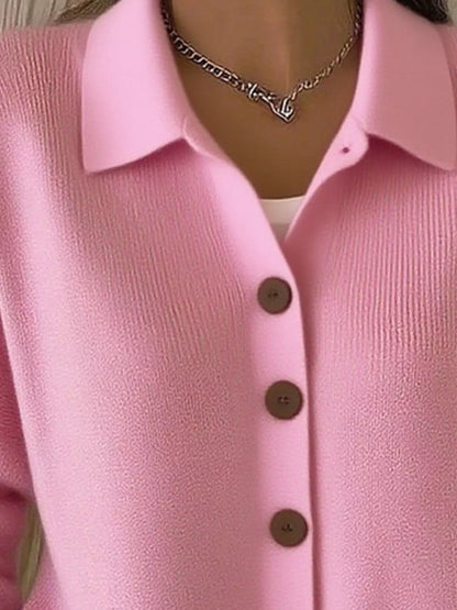 Full Size Collared Button-Down Knit Cardigan Plus Size