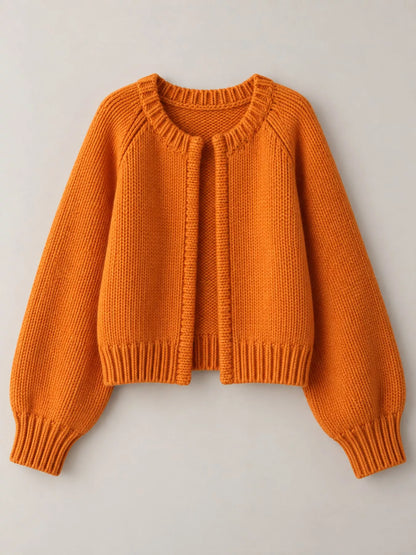 Ribbed Hem Zip-Up Cardigan