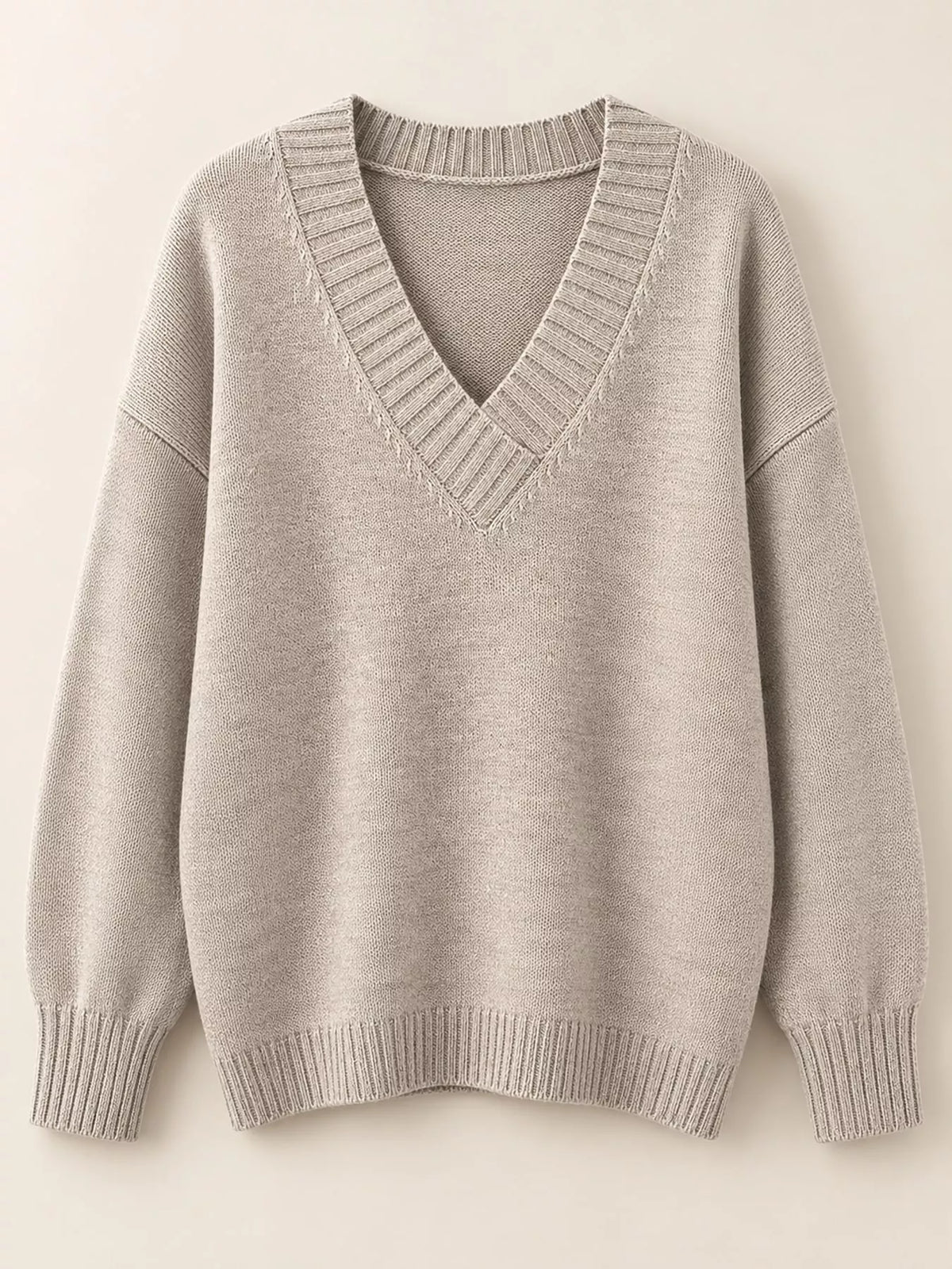 Full Size V-Neck Dropped Shoulder Sweater Plus Size