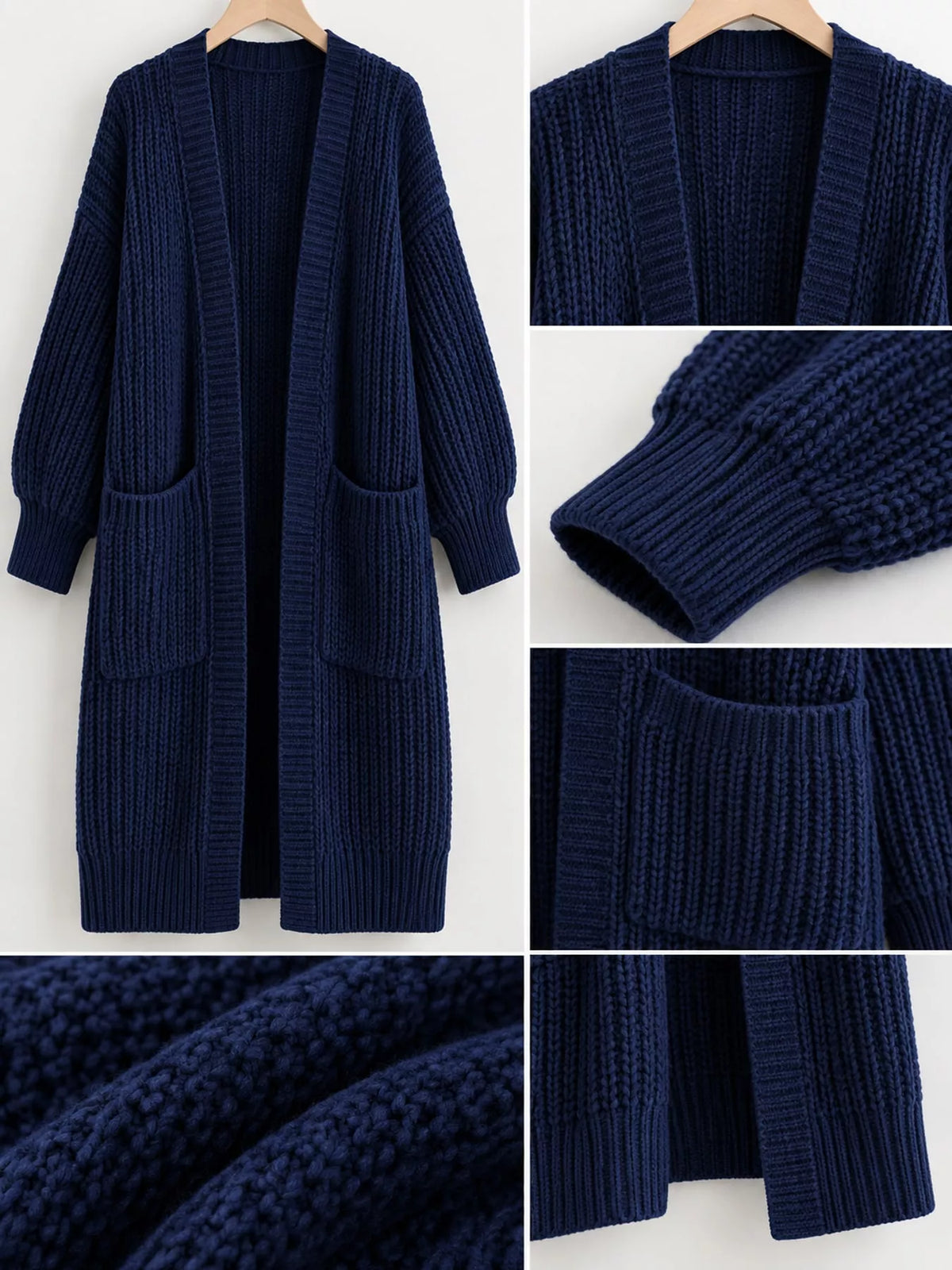 Full Size Chunky Knit Openwork Front Longline Cardigan Plus Size