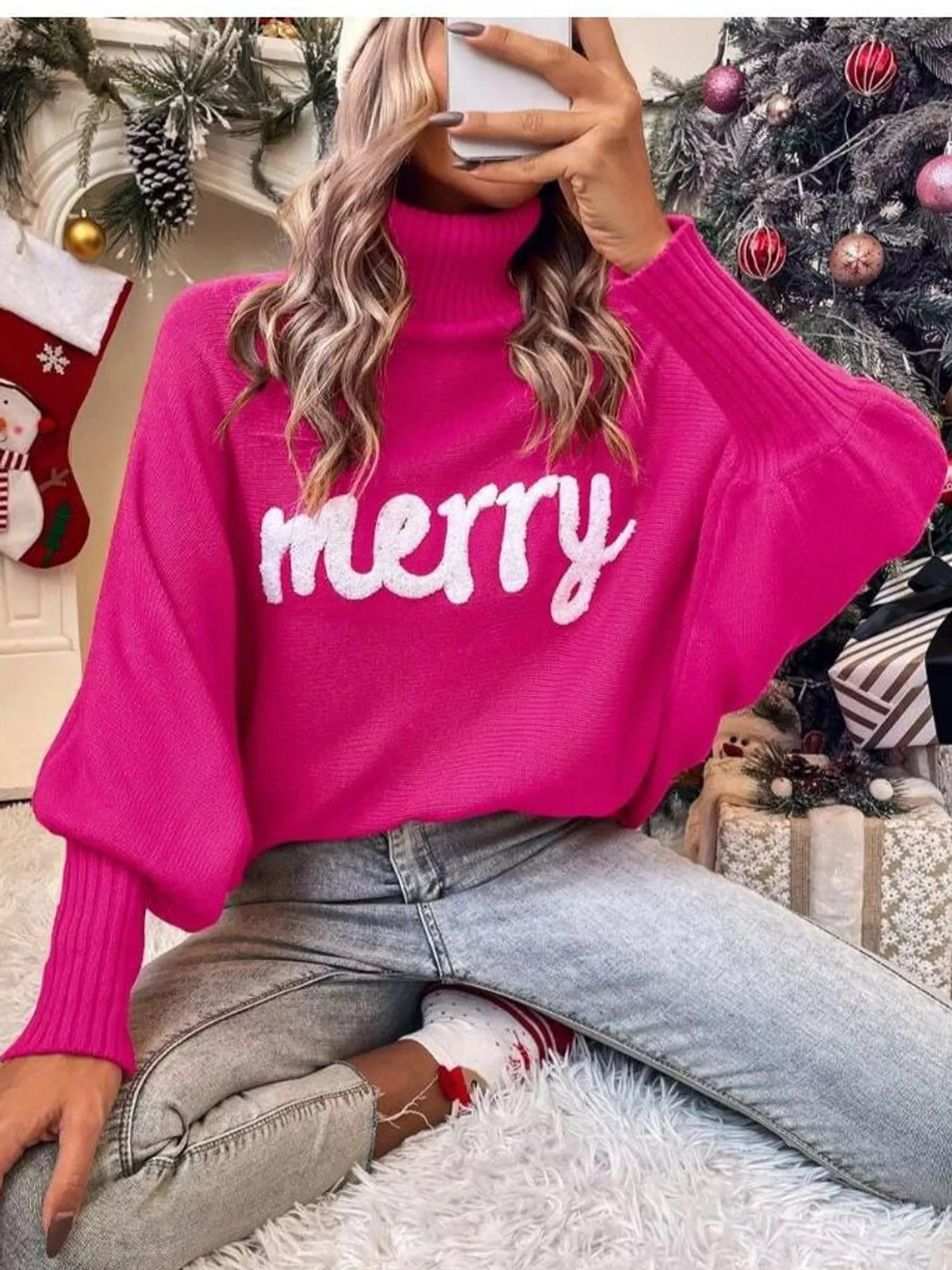 Christmas Letter Turtleneck Sweater