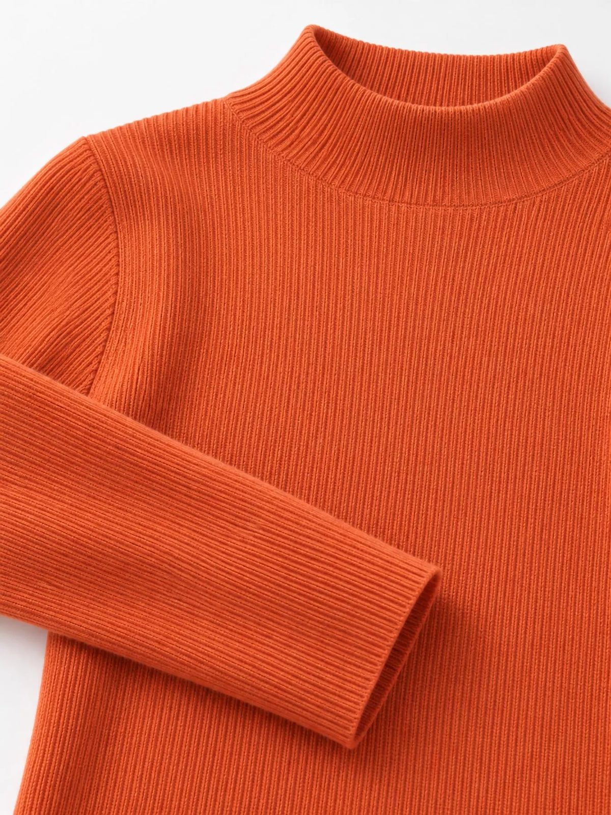 Elegant Slim-Fit Ribbed Mock Neck Knit Top