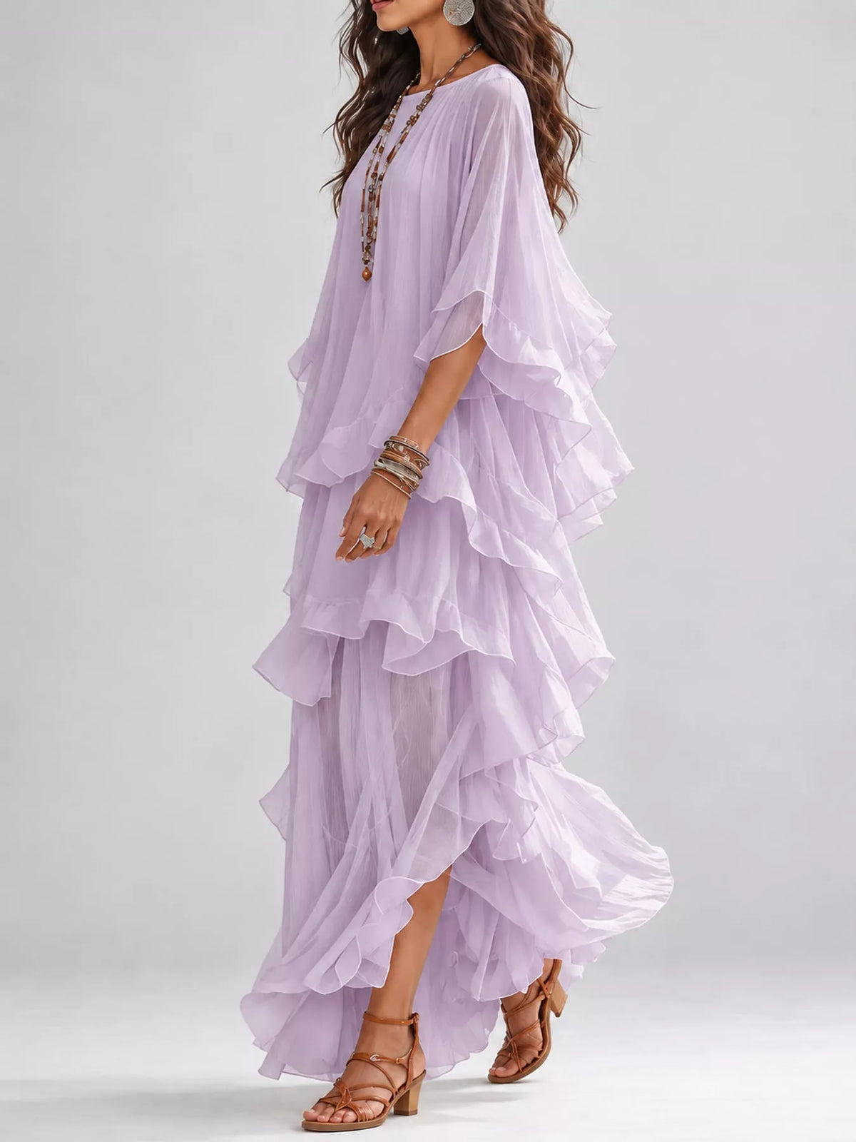 Ruffled Layered Bohemian Maxi Dress