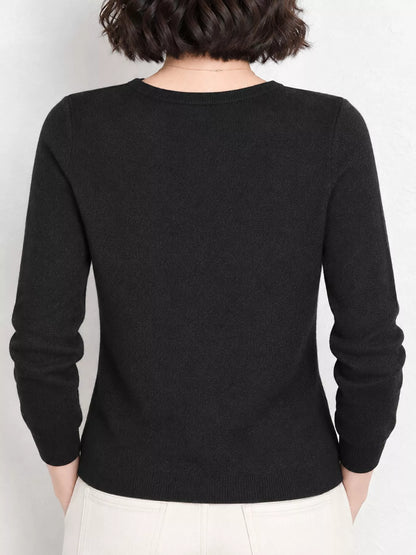 Elegant V-Neck Long Sleeve Soft Knit Top