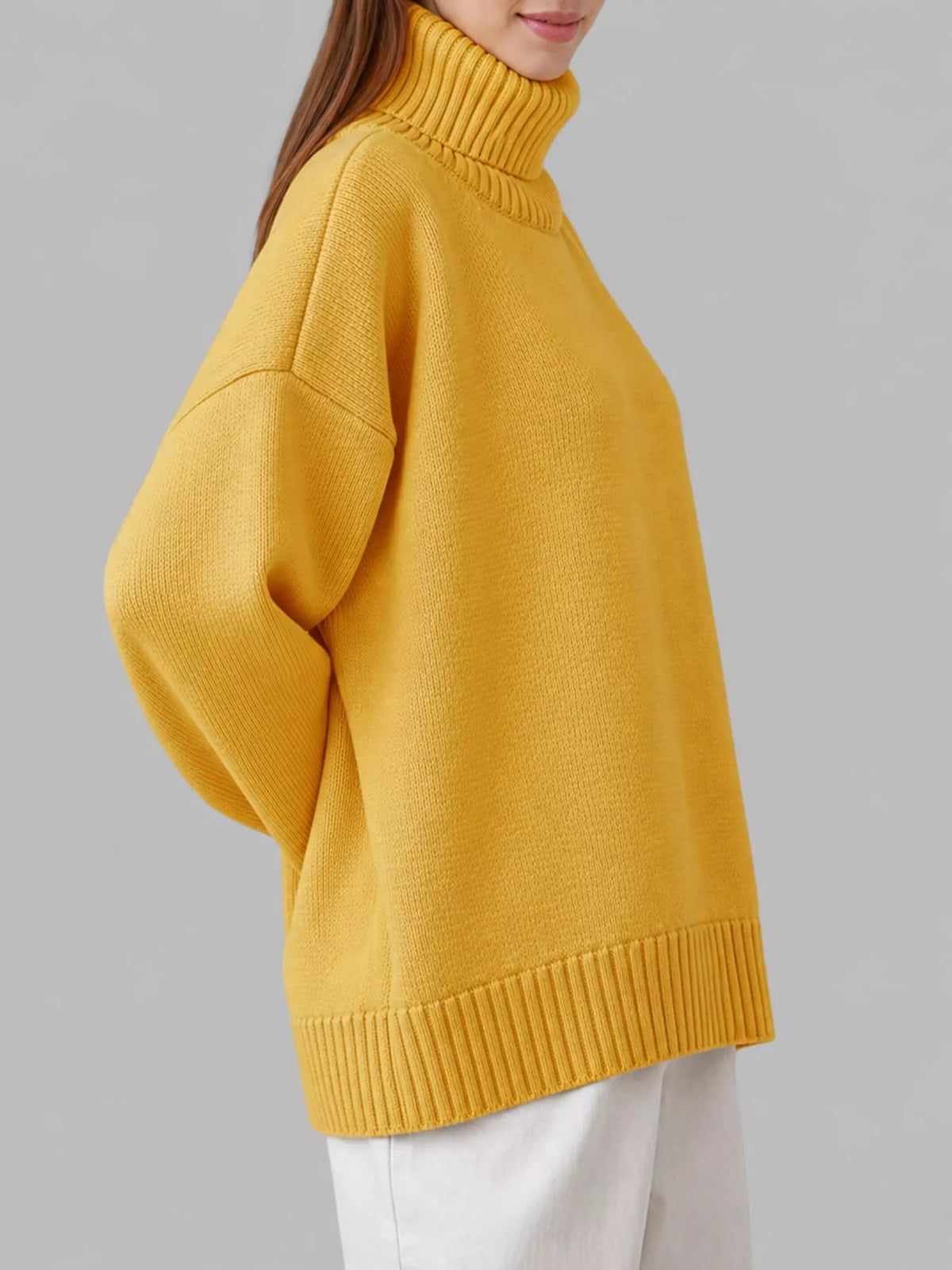 Turtleneck Dropped Shoulder Sweater