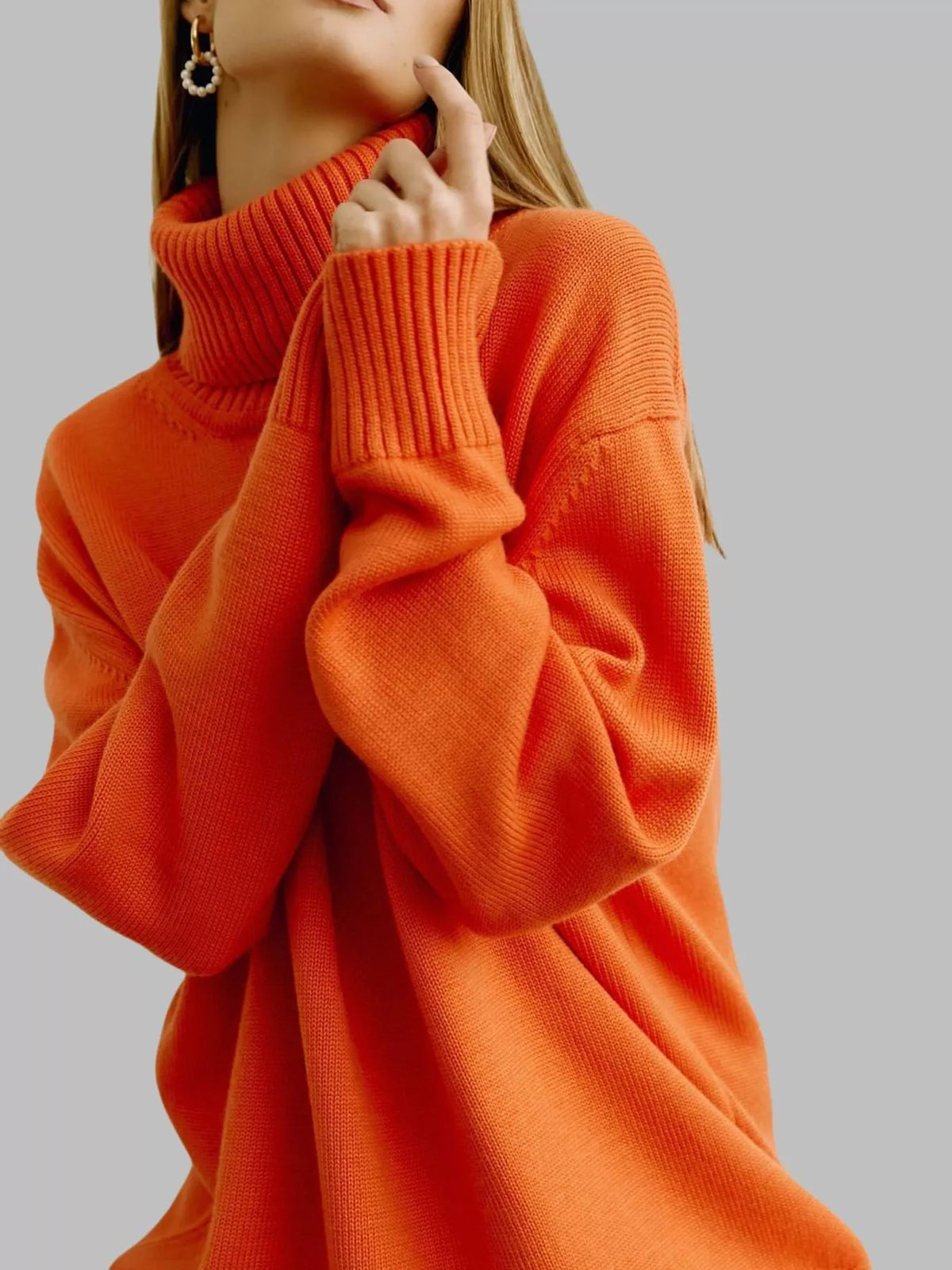 Turtleneck Dropped Shoulder Sweater