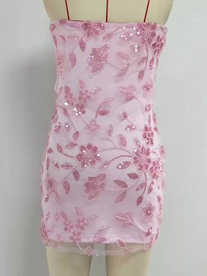 Floral Textured Strapless Mini Dress