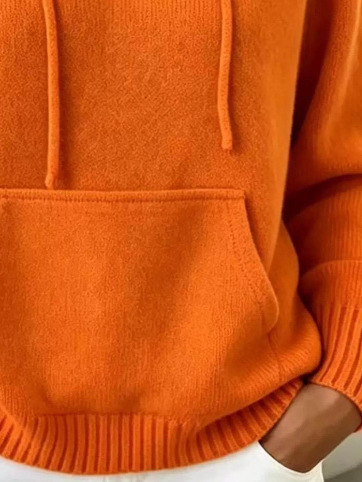 Full Size Drawstring Kangaroo Pocket Hooded Sweater Plus Size