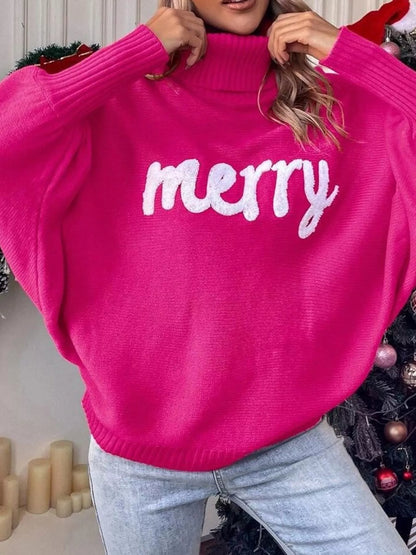 Christmas Letter Turtleneck Sweater