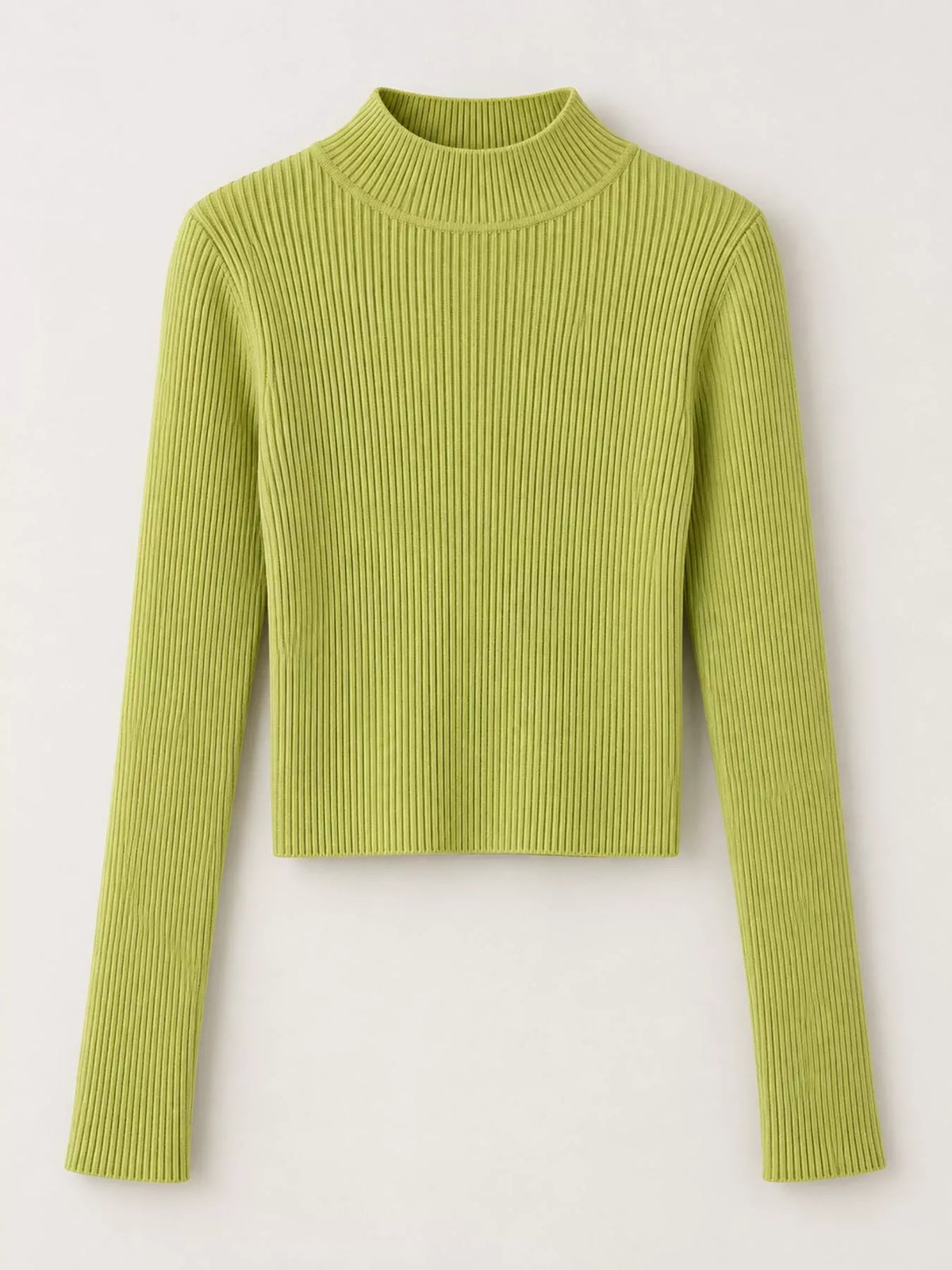 Elegant Slim-Fit Ribbed Mock Neck Knit Top