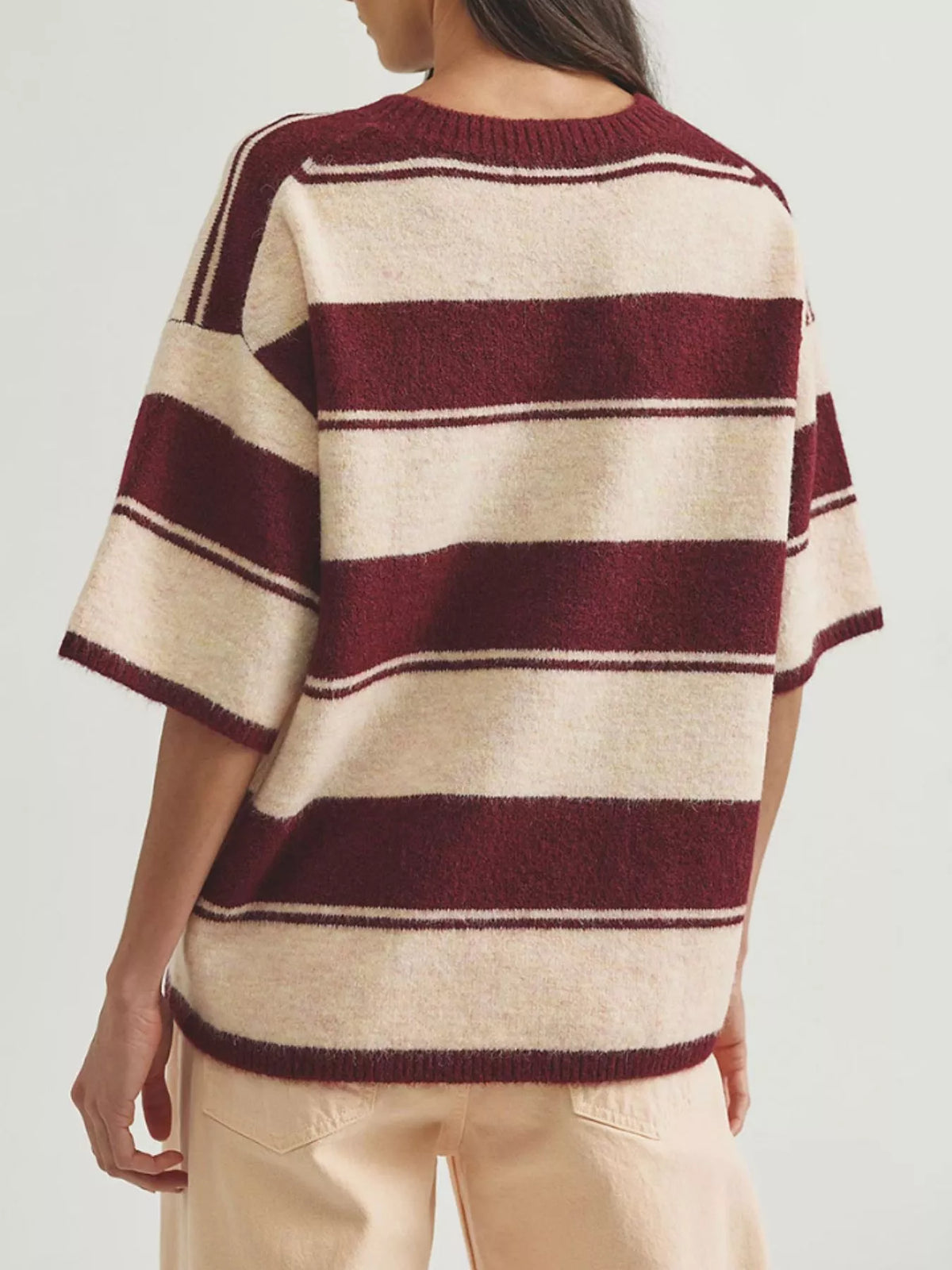 Striped Half Sleeve Sweater