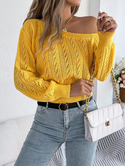 Openwork One Shoulder Sweater